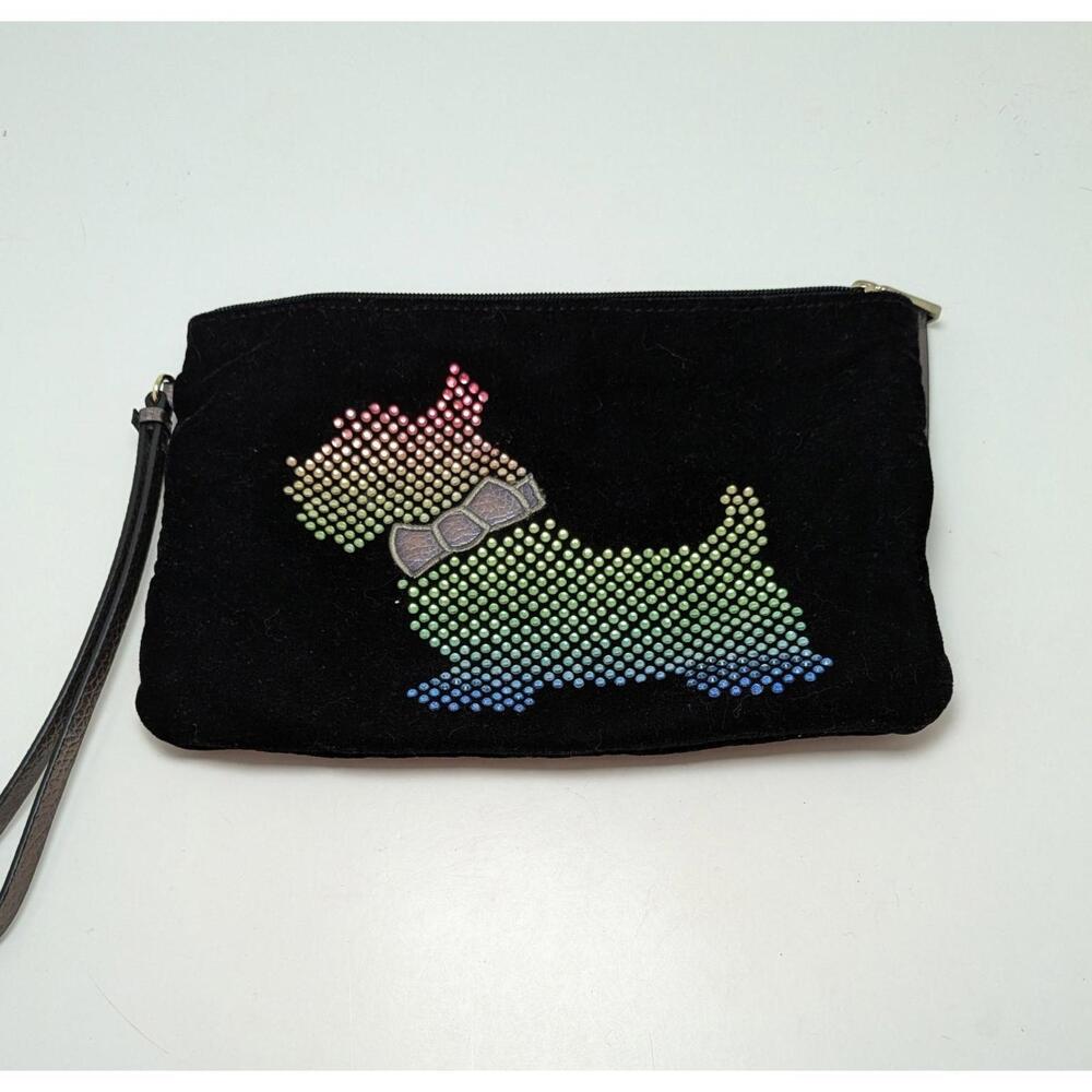 Juicy Couture Wristlet Black Velvet‎ Crystal Dog Color Changing Wallet Bag